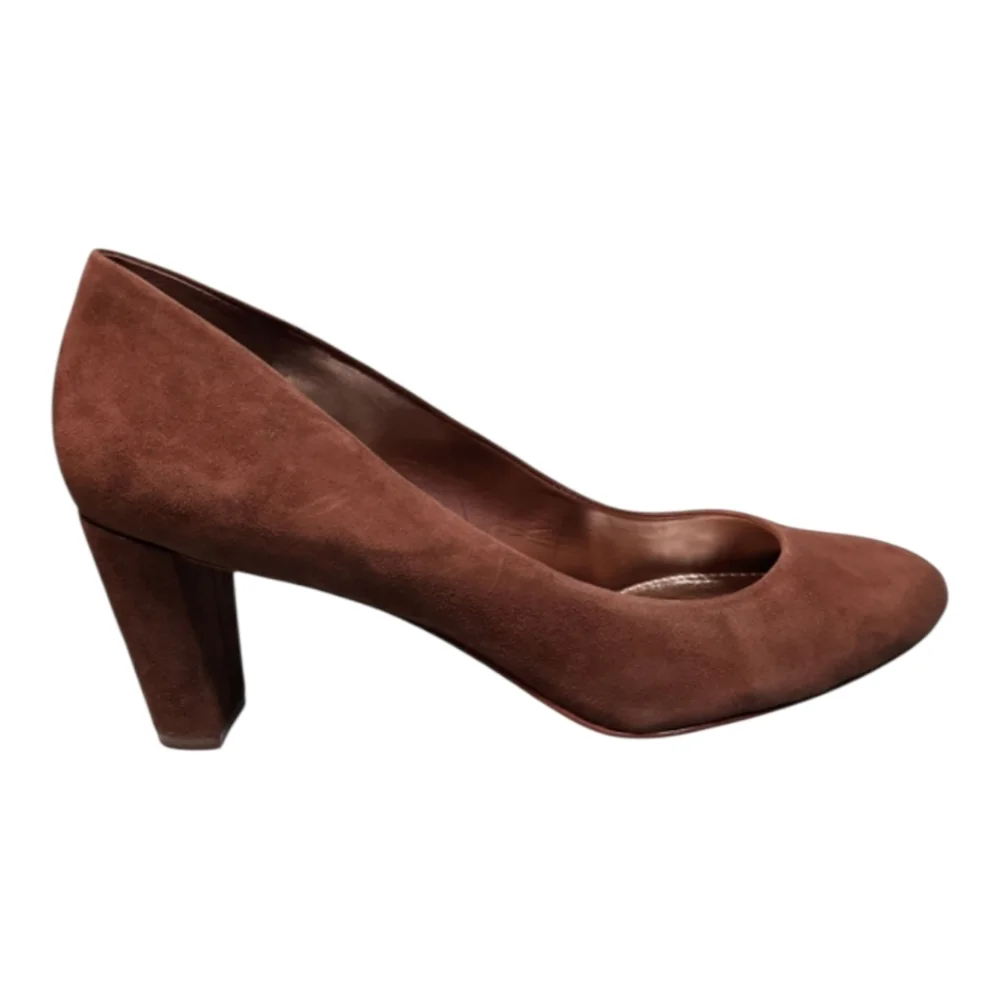 Lauren Ralph Lauren Hala Block Heel Pump Brown Suede SZ 8.5B